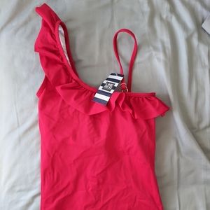 Lime Ricki XS red ruffle tankini